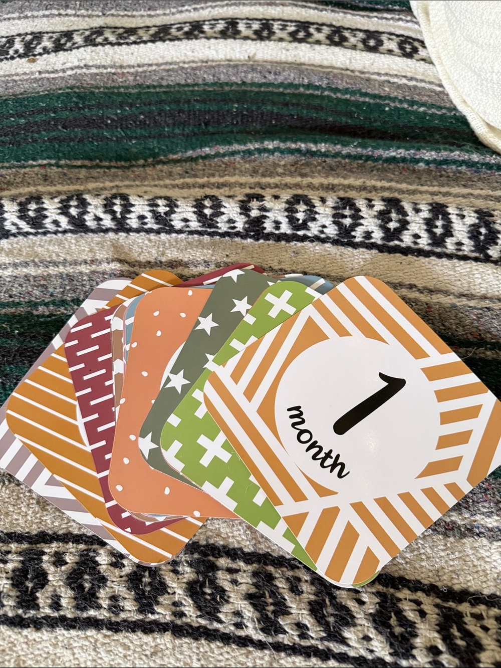 Monthly Milestone Cards - Orange/Green Patterned Set